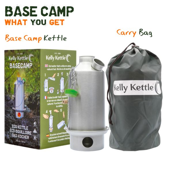 Kelly kettle, camping kettle with box and one in a carry bag
